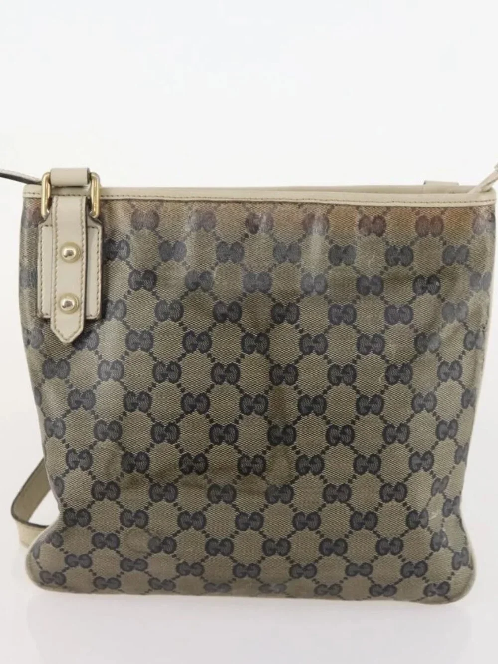 GUCCI GG Supreme GG Crystal GG Canvas Bag PVC 4 Set Navy Beige Auth YKZ424